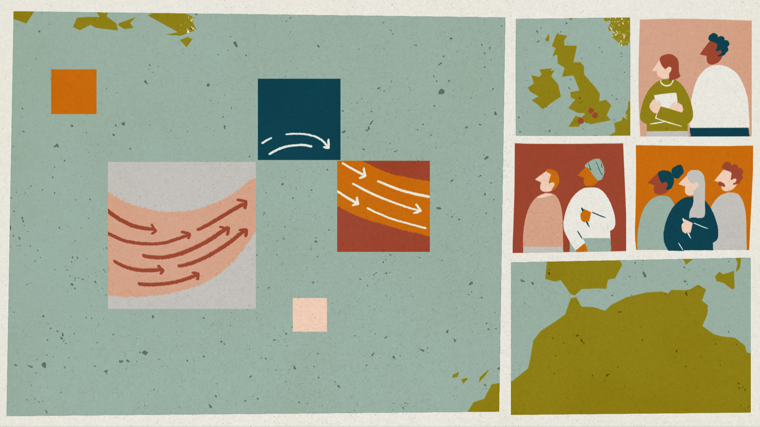 three groups of people looking at wind flowing over the Atlantic ocean